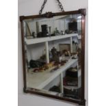Arts & Crafts copper framed bevelled edge wall mirror (33cm x 41cm)