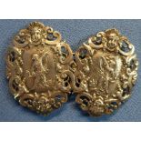 Birmingham silver hallmarked two sectional belt buckle with central panel of a Cherub and garlands