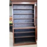 Early 20th C oak open bookcase with four tier open top above two tier open base (125cm x 48cm x