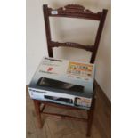 Edwardian bedroom type chair and a boxed Panasonic Freeview play recorder (2)