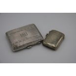 Birmingham silver hallmarked cigarette case engraved August 13th 1932 with engine turned detail
