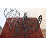 Wrought metal magazine rack and two other similar rack (3)
