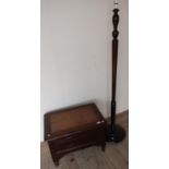 Mahogany standard lamp and a late Victorian mahogany commode stool with lift up top (2)