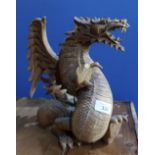 Carved wood figure of a dragon (height 30cm) (A/F)