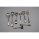 Group of various silver hallmarked cutlery including a pair of London silver hallmarked mustard