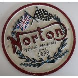Reproduction cast metal Norton Motorcycles wall plaque (diameter 21cm)