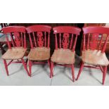 Set of four painted beech country kitchen style chairs