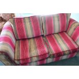 Large modern two seat sofa in striped fabric (width 180cm)