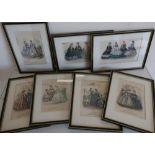 Group of framed and mounted fashion prints from The English Woman's Domestic Magazine (7)
