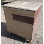 Victorian painted pine feed/flower bin with hinged rectangular top on square supports (80cm x 60cm x