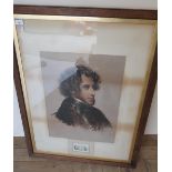Large framed portrait lithograph by M. Jauci C. Brocky (74cm x 97cm) and two other similar framed