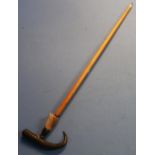 Early 20th C alpine walking cane with goats horn grip, the cane marked KL.Scheidgg (overall length