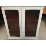 Victorian painted pine cupboard enclosed by two glazed doors (70cm x 24.5cm x 70cm)