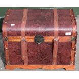 Decorative wood and leather trunk storage box (55cm x 36cm x 39cm)