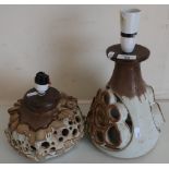 Two West German style studio pottery table lamps (largest 34cm high)