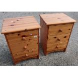 Pair of modern three drawer pine bedside chests