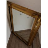 Rectangular gilt framed bevelled edge wall mirror (70cm x 97cm)