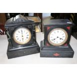 Victorian black slate and marble mantel clock by J. W. Benson, Ludgate Hill, London (lacking