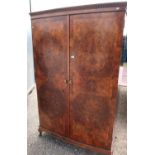 Walnut double door combination wardrobe with part fitted interior (120cm x 60cm x 195cm)