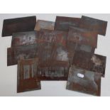 Box containing a quantity of various assorted copper printing plates, mostly of landscape and town