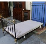 Victorian large single metal and brass bedstead (mattress 3'6" x 6'2")