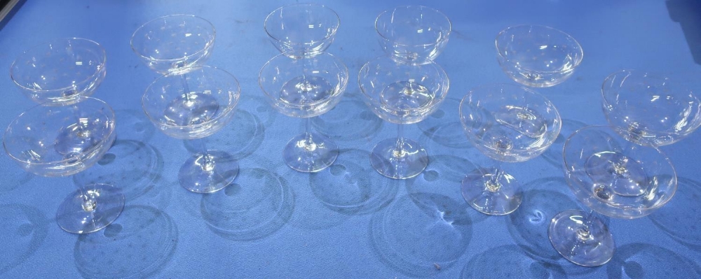 Set of twelve c.1920's martini type glasses with etched star pattern