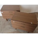 c.1970's retro bedside cabinets with single drawer above fall front and square tapering supports (