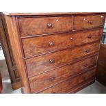 Large Victorian mahogany chest of two short above four long drawers (149cm x 58cm x 147cm)