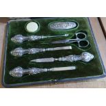 Cased silver hallmark handled manicure set (replacement scissors)