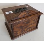 c.1930's oak cabinet with carrying handle and lift up front with four internal slide out drawers