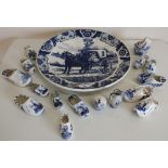 Large blue & white delft type charger, various Dutch ceramic clogs etc