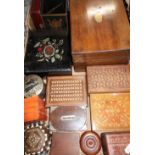 Box containing a quantity of various table boxes, mahogany travelling box, various carved Eastern