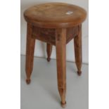 Elm country style circular topped stool on four supports