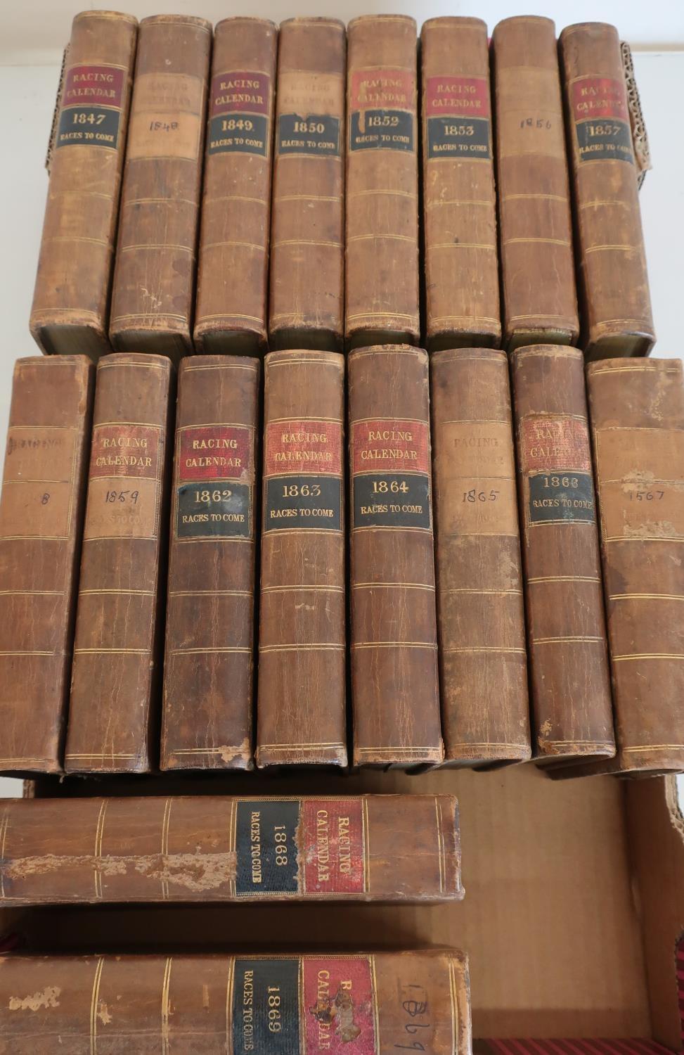 The Racing Calendar 1847-1869 by Charles James Weatherby, full leather bound editions (4 dates