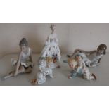 Two Nao ballerina figures, Royal Doulton 'Lady Diana' and two continental figures