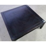 Oriental hardwood ebonised type square top coffee table (90cm x 90cm x 34cm)