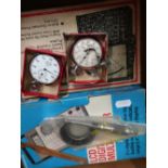 Omega Preston Division Bolton stopwatch, a Smiths stopwatch, a boxed digital multi-meter and a