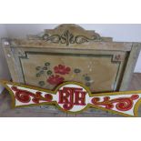 Fairground style painted board with the initials RJH and another similar (2)