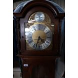 Modern English 'Masterclock' mahogany cased grandmother long case clock, with brass break arch