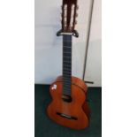 Balmeria Spanish six string acoustic guitar with outer case and adjustable stand