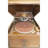 Oak cased table top His Masters Voice record player