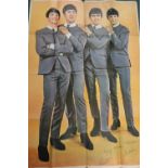 Original The Beatles grey suit poster (small hole in centre and at fold points, slight tearing of