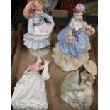 Three Coalport limited edition figurines 'Childhood Joys' No. 3646/12500, 'Sweet Red Rose' No. 238/