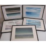 Eric Satchwell, "Seascape Approaching Storm, Seascape Dull Day", and three others, pastel, inscribed