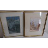 Chas Emanuel, Saint Ives, pastel, signed and titled (38cm x 18cm) and a 19th C watercolour study