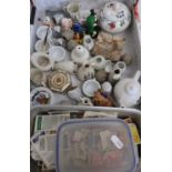 Crested China, Poole pottery lidded container, collection of loose stamps, Brooke Bond tea cards etc