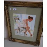 Gilt framed watercolour of a ballerina by R. J. Williams 2007 (44.5cm x 54.5cm including frame)