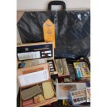 Qty of artists materials including Winsor & Newton and other watercolours, Reeves Greyhound and