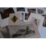 Large collection of early 19th C and later unframed prints, engravings, watercolours etc