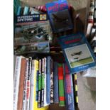 Collection of books relating to aviation, including Spitfire, Lancaster, Dambusters and Avro